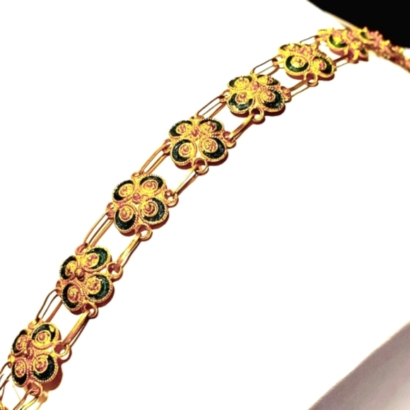 Etruscan Cannetille Clover Bracelet - Picture 1 of 5